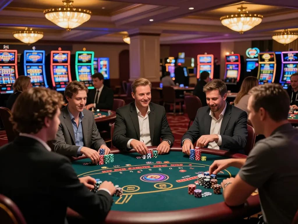 Players engaging in thrilling games at cm88-yu casino, showcasing vibrant poker and roulette action.