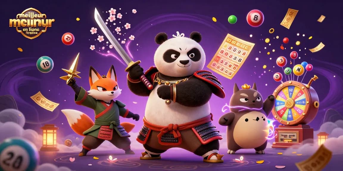 Jouer au meilleur casino en ligne en France avec une scène captivante de panda samouraï et renard ninja