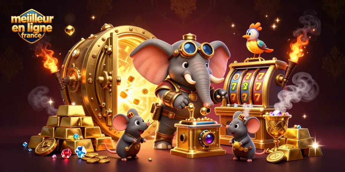 Le meilleur casino en ligne en France avec des machines à sous d'or et des personnages steampunk animés.