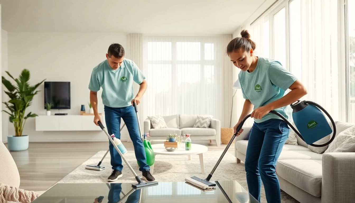 Cleaning services near me performed by a professional team in a modern home.