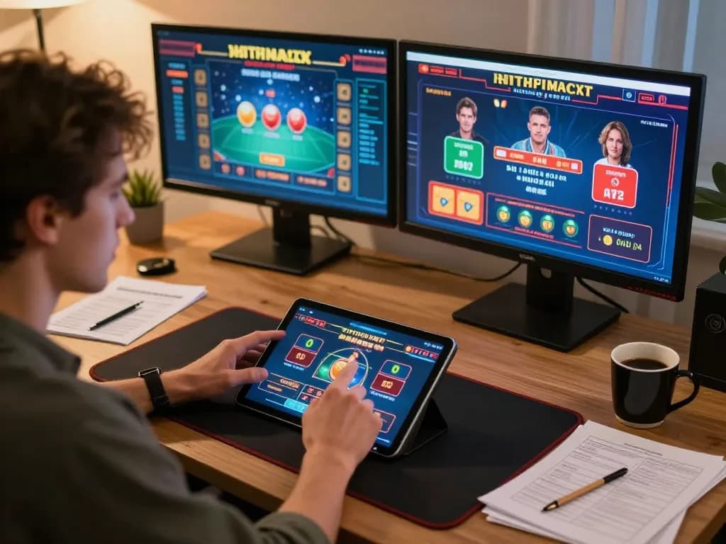 Engaged player enjoying 789winii live dealer games on a tablet in a cozy home setting.