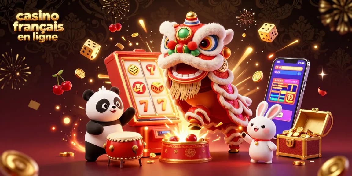 Déclenchez des gains avec le casino français en ligne présentant une danse de lion colorée et des jackpots éclatants.