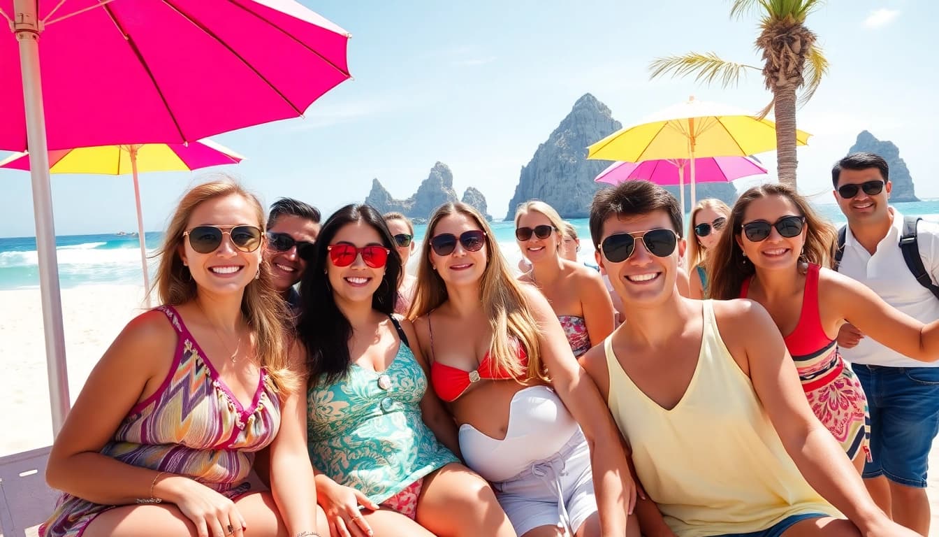 Showcasing the vibrant beach scene, illustrating Is Cabo San Lucas safe for travelers.