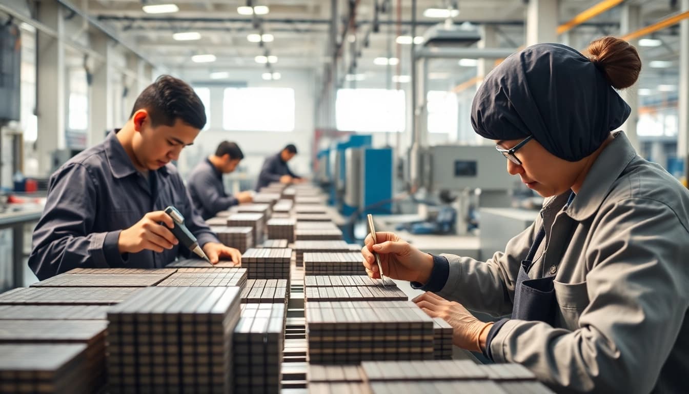 Showcase of a Ndfeb magnets manufacturer in china assembling high-quality magnets in a modern facility.