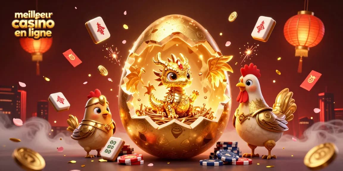 Jouez au meilleur casino en ligne avec cette illustration captivante de dragon et jetons de poker.