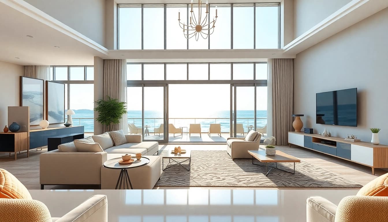Stunning interior of alanya flats for sale with sea views and modern decor.