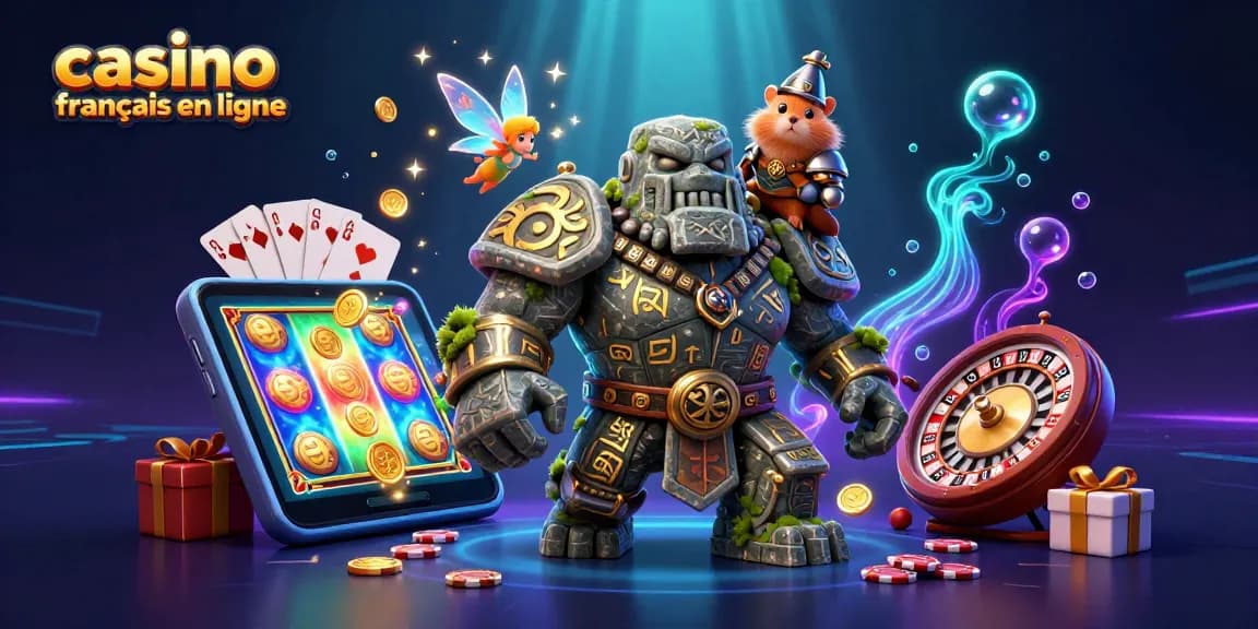 Visitez un casino français en ligne avec un golem magique, un hamster chevalier, et des éléments de jeux captivants.