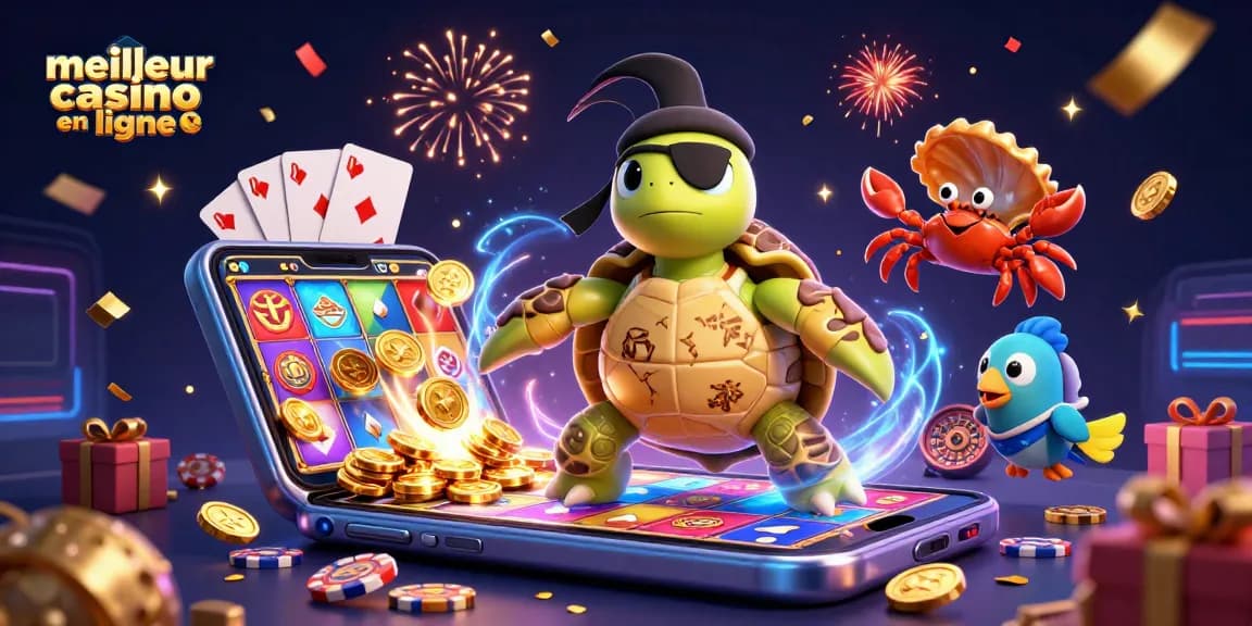 Expérimentez le meilleur casino en ligne avec une porteuse de jeu dynamique entourée de trésors et jeux colorés.