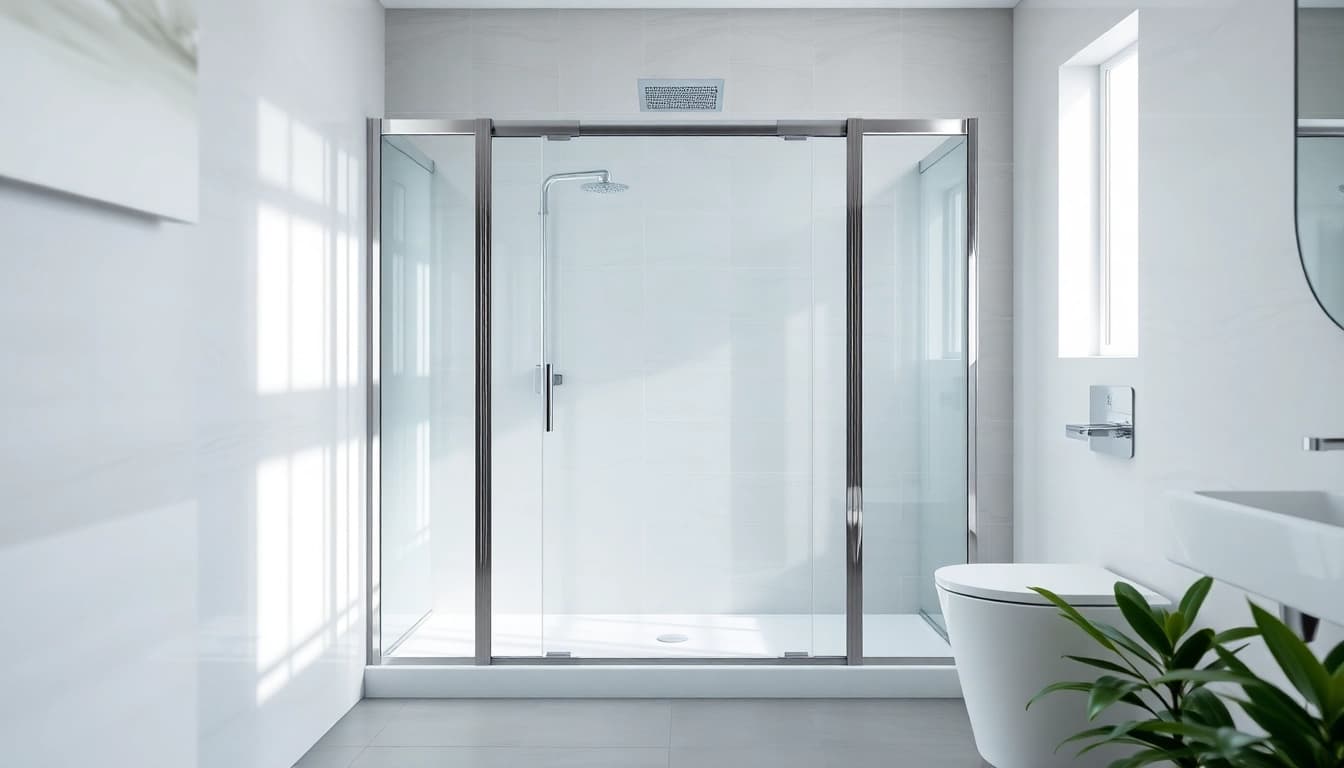 Enhance your space with a semi-frameless shower screen featuring a sleek design and elegant glass.