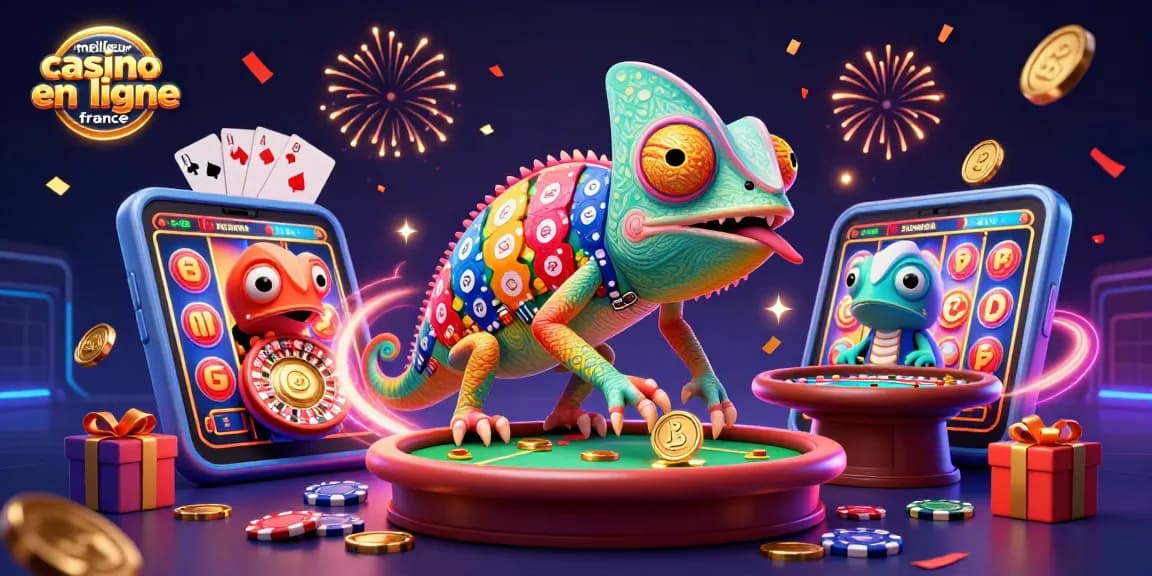 Jouez au meilleur casino en ligne France avec un caméléon animateur captivant parmi les jeux de table et les appareils à sous.