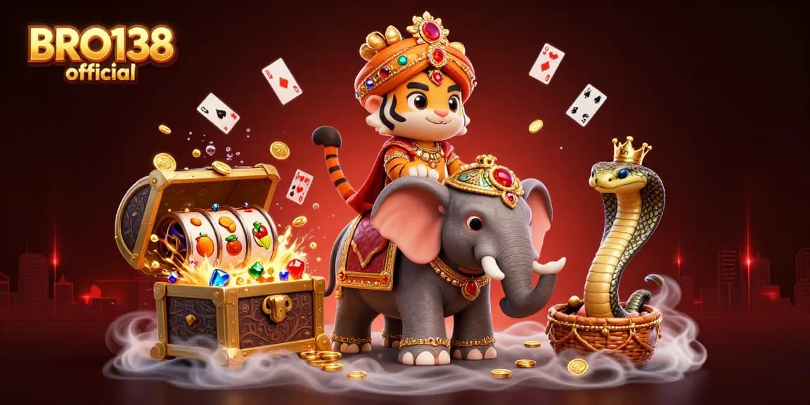Engage in thrilling gameplay with BRO138 official's vibrant slot machines in this dynamic illustration.