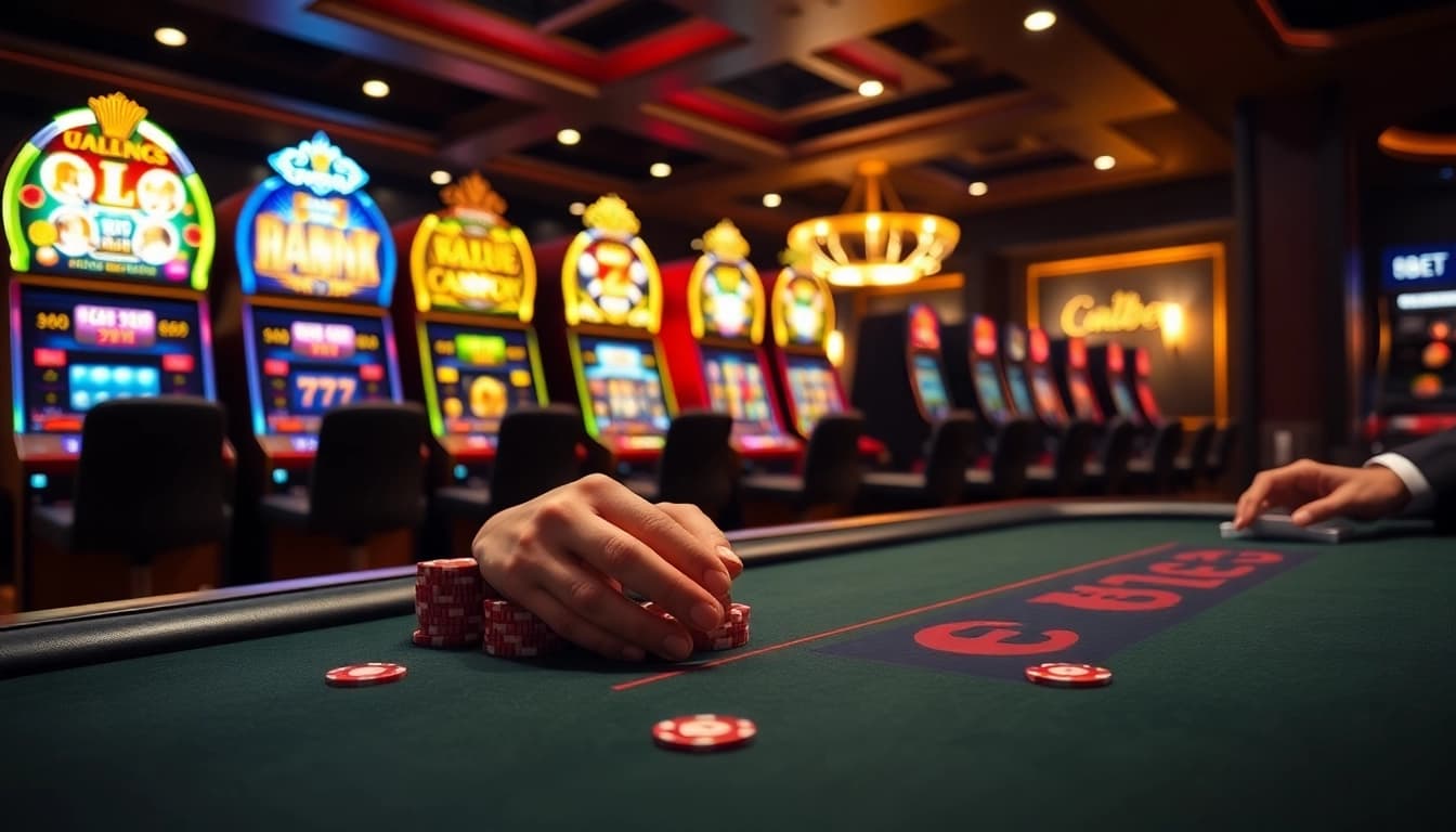 Table filled with poker chips and cards, depicting an exciting f8bet casino experience.