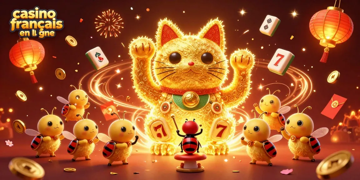 Jouez au casino français en ligne avec chance à travers un chat porte-bonheur vibrant.