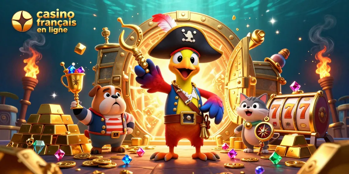Gagnez sur le casino français en ligne avec des pirates dans une scène 3D animée.