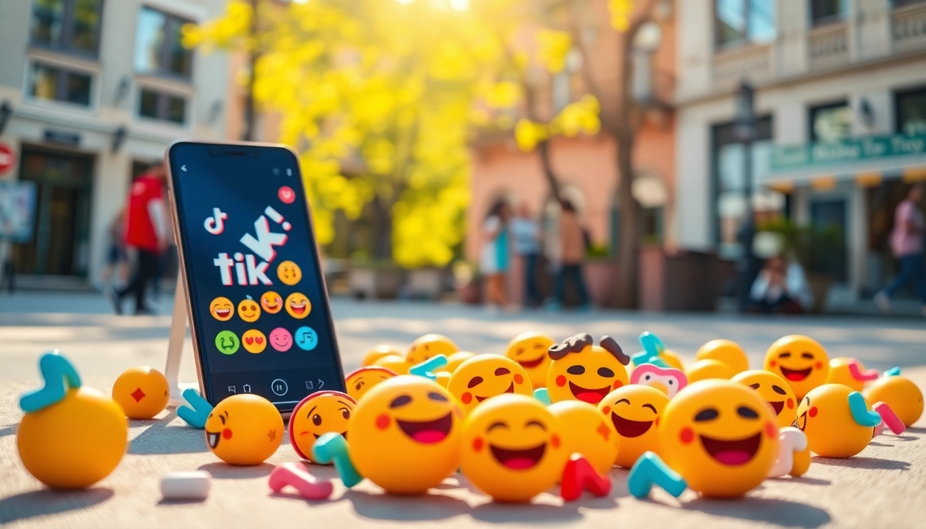 Engaging TikTok emojis displayed in a lively smartphone interface, showcasing creativity and interaction.