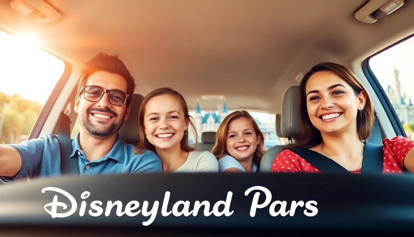 Families enjoying Disneyland Paris airport transfer services in a comfortable vehicle.