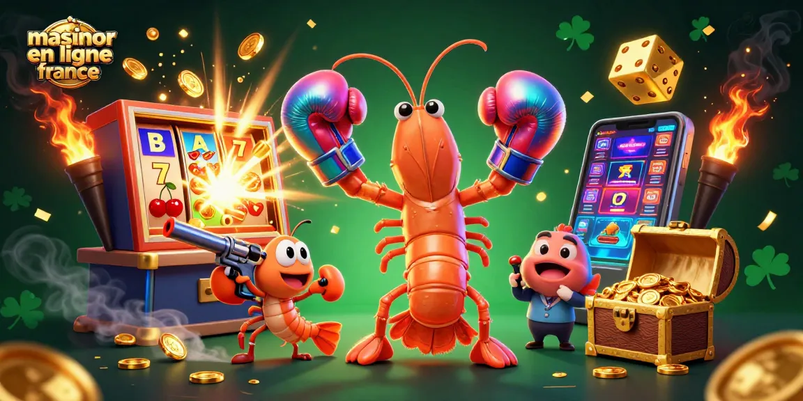 Vivez l'expérience du meilleur casino en ligne France avec cette illustration 3D dynamique remplie de jeux et d'explosions de jackpots.
