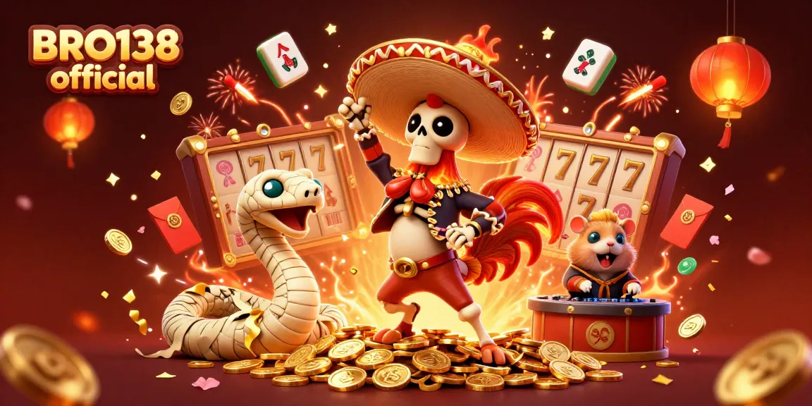 Engage in exciting slot victories at BRO138 official with vibrant characters and festive elements.