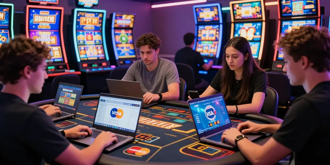 Players engaging joyfully at casinos that accept credit cards, showcasing vibrant gaming experience.