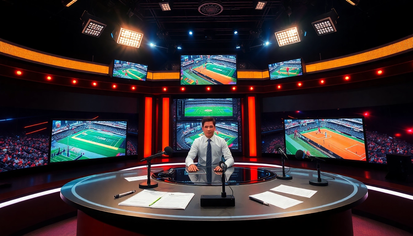 Engage with the excitement of Sports Broadcasting in a professional studio setup.