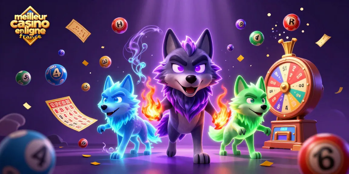 Découvrez le meilleur casino en ligne France avec des personnages de casino animés entourés de ballons de loterie colorés.