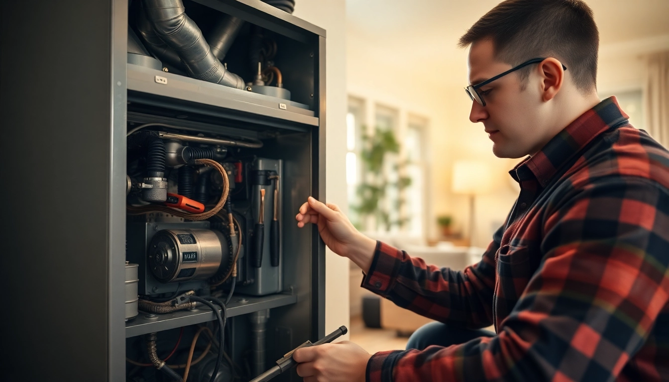Heating repair purdys by a skilled technician in a warm home environment.