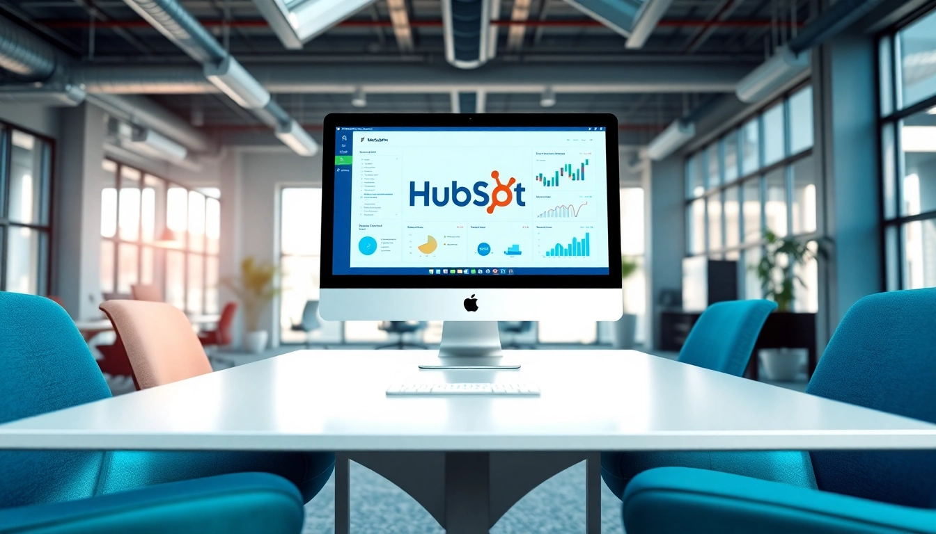 Engaging digital marketing environment showcasing hubspot free tools and analytics on a computer.