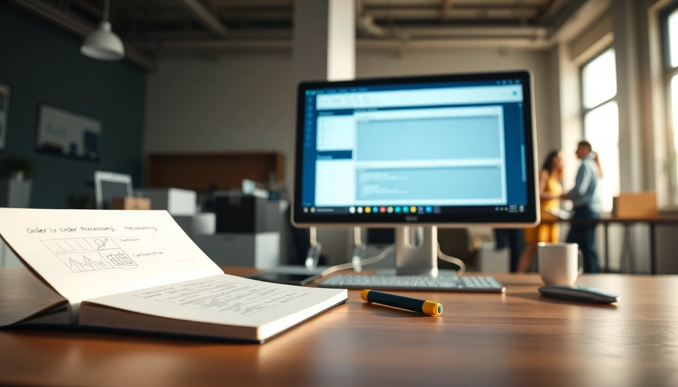 Efficient team working with order processing software to streamline workflow.