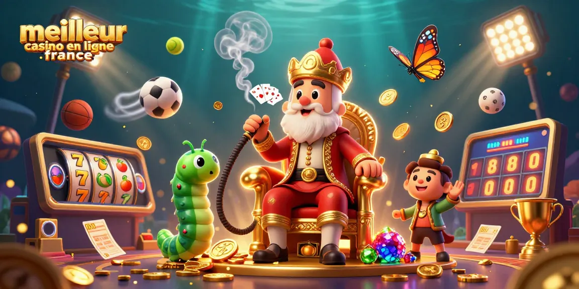 Image captivante d'un meilleur casino en ligne France, mettant en vedette des symboles de jackpot et un maître de pipe hawaïen.