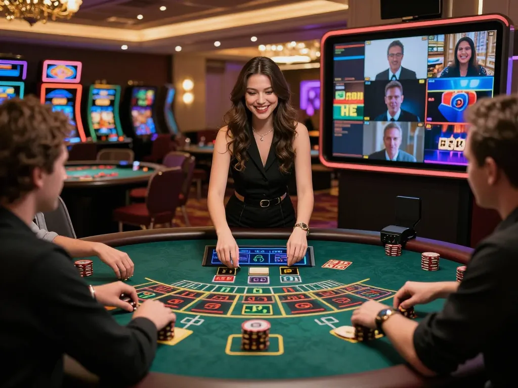 S666 live dealer blackjack action with engaging players and bright digital interface