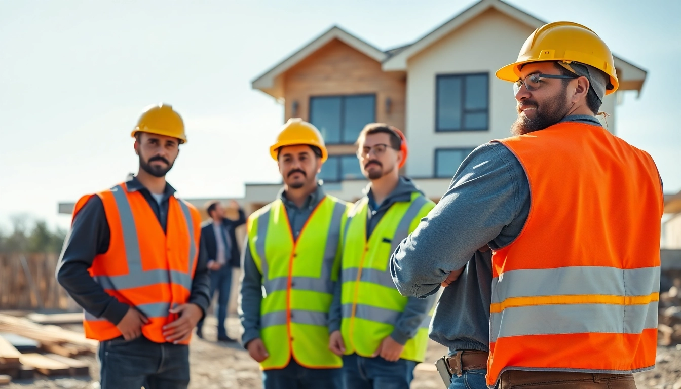New Jersey General Contractor supervising a team at a bustling construction site, demonstrating professionalism.