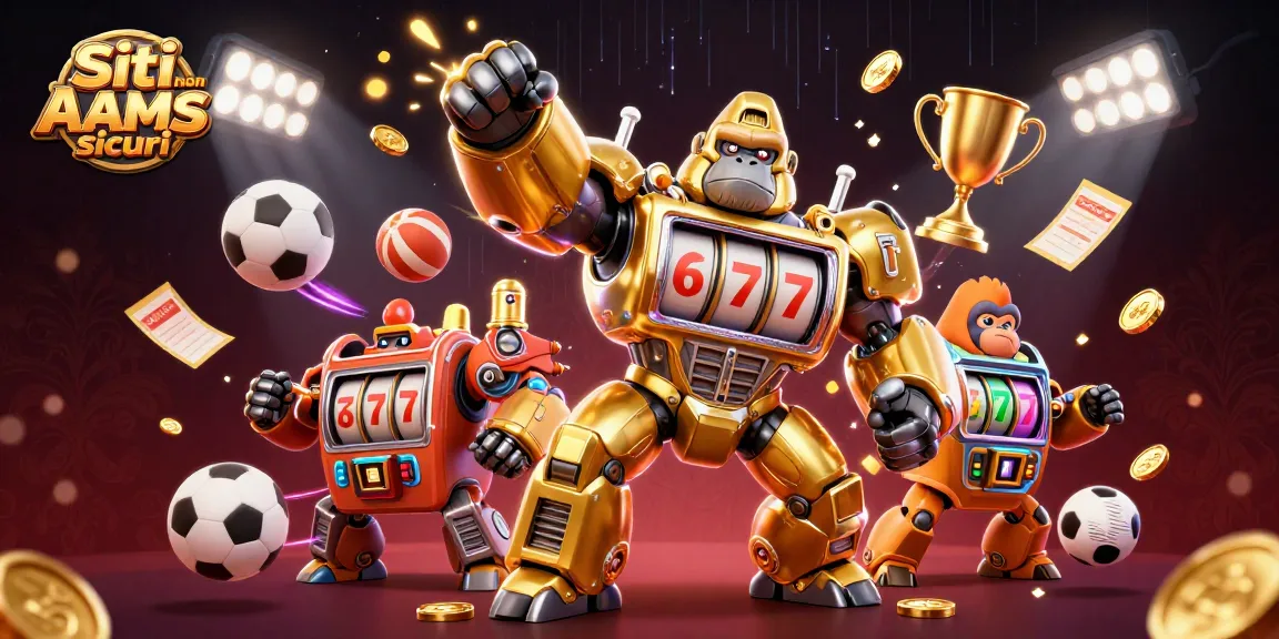 Interagisci con Siti non AAMS sicuri attraverso un'illustrazione avvincente di un mech gorilla di casinò.