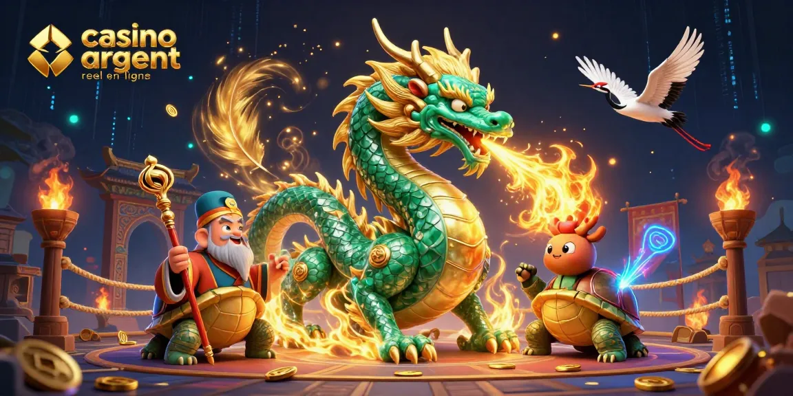 À travers le casino argent réel en ligne, une scène vibrante célèbre un dragon émeraude et une tortue sage.