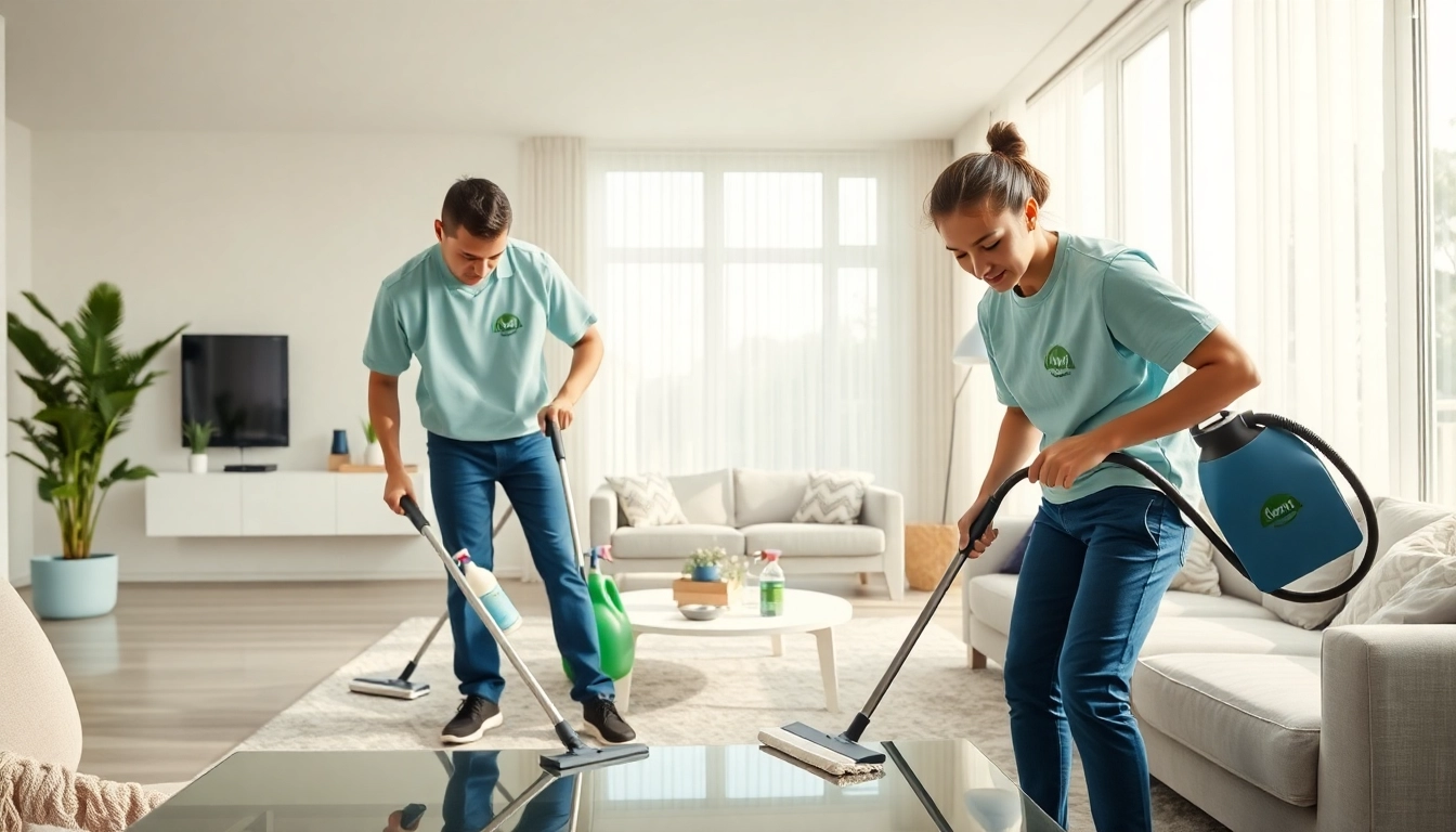Cleaning services near me performed by a professional team in a modern home.