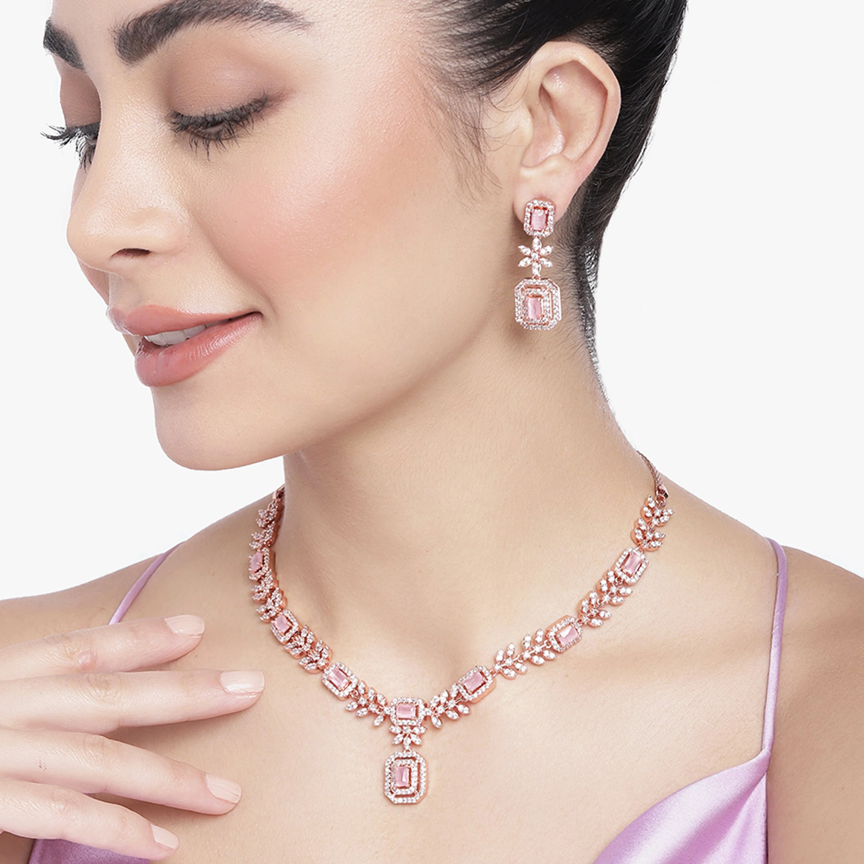 Rose Gold Necklace with Diamonds Exquisite Design by Cervin Blanc