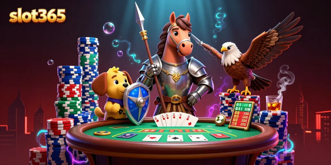 Engage in thrilling casino action with slot365, featuring knights and poker elements for excitement.