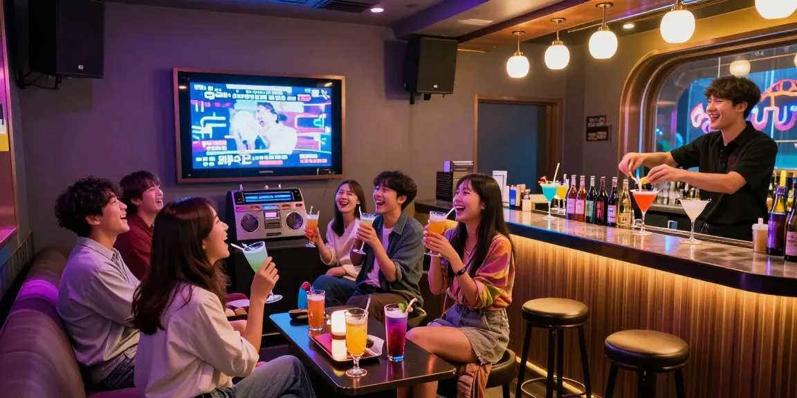 Celebrating 제주도유흥 with friends in a vibrant karaoke night setting.