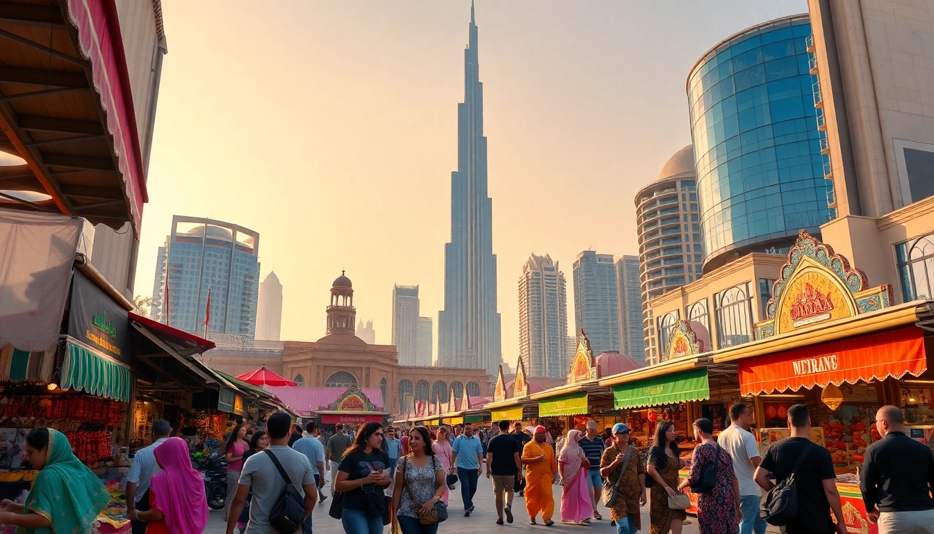 Engaging activities and attractions showcasing things to do in Dubai in a vibrant market setting.