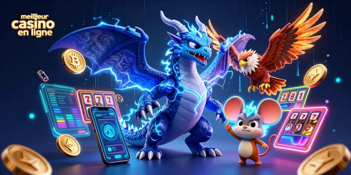 Jouez au meilleur casino en ligne avec des dragons légendaires et des pièces de crypto-monnaie scintillantes.