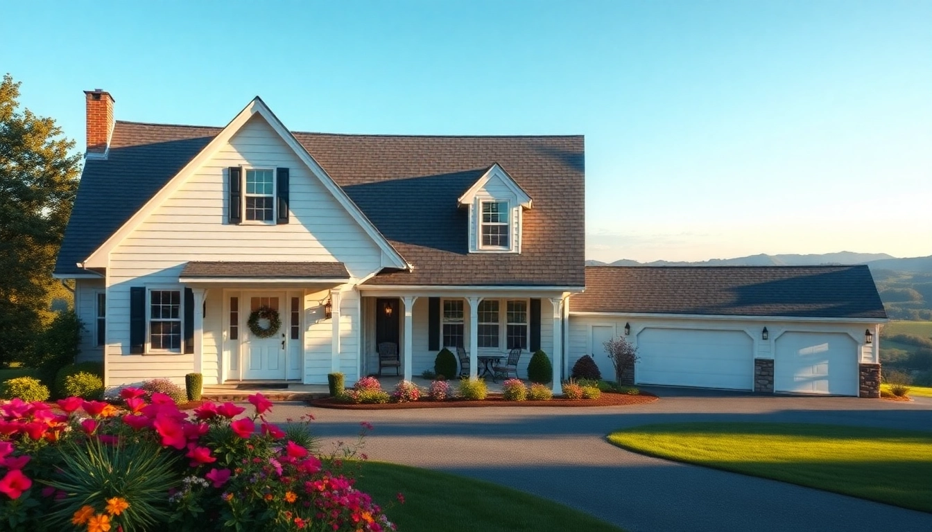 Cape Cod home with elegant design and attached garage in a beautiful setting.