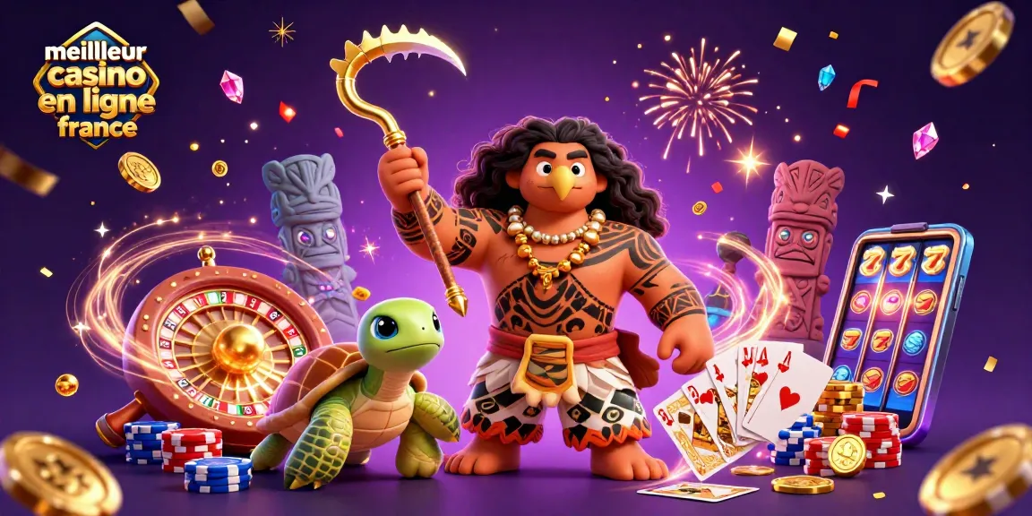 Visitez le meilleur casino en ligne France avec un décor captivant d'un dieu hawaïen et des éléments de jeu dynamiques.