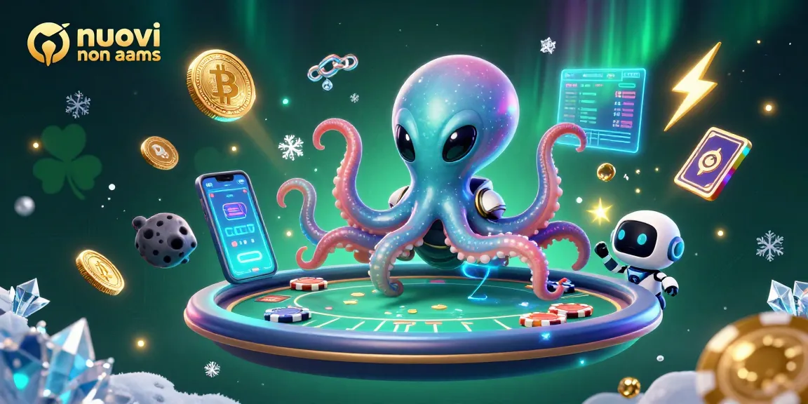Gioca nei nuovi casino non aams con un ologramma di poker in un'illustrazione spaziale vivace.