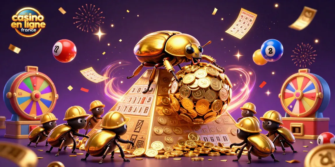 Découvrez le meilleur casino en ligne en France avec une illustration dynamique de jeux et symbole de chance.