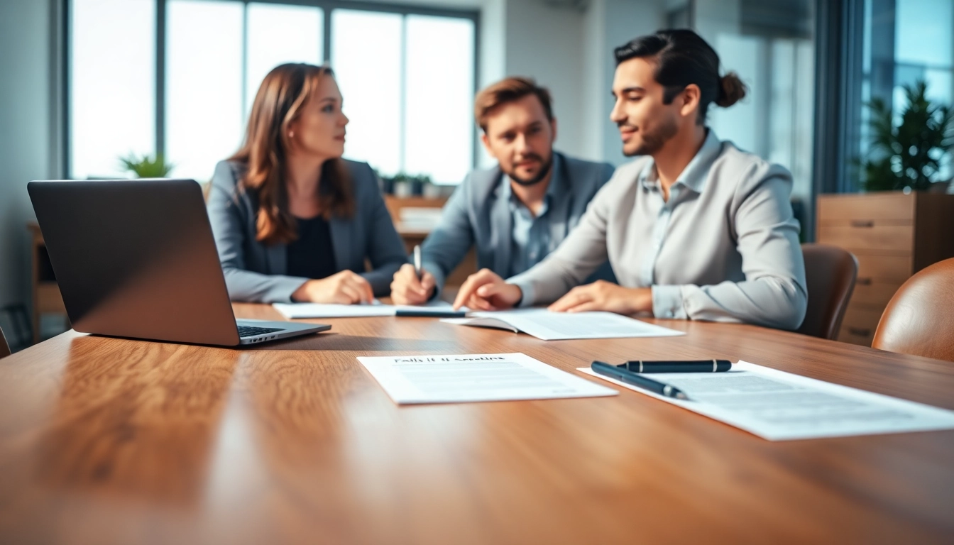 Discussing Family Law Financial Agreements with legal documents in a modern office setting.