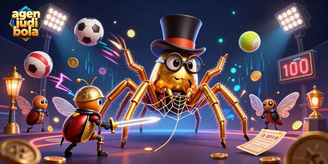 Experience the thrill of agen judi bola with a vibrant 3D illustration featuring characters and dynamic game elements.