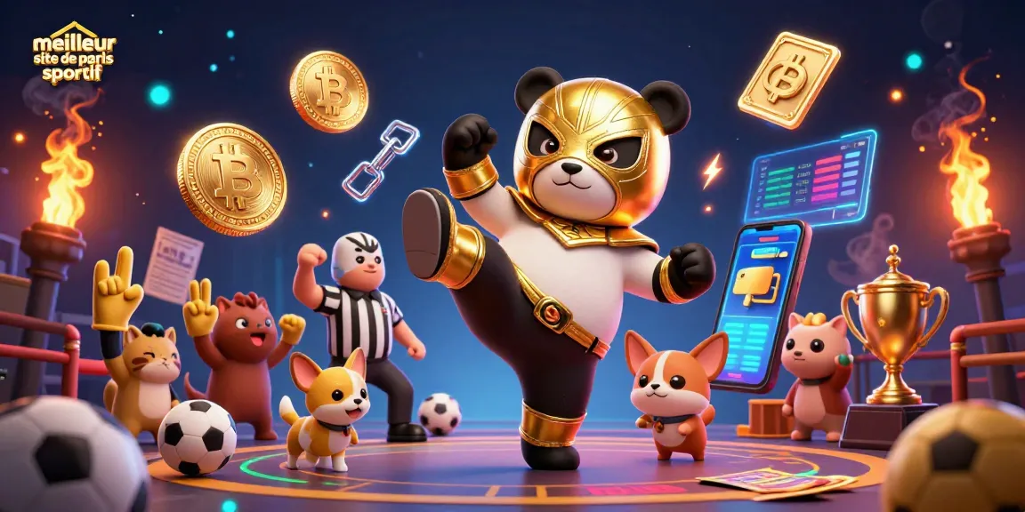 Faites face à l'action sur le meilleur site de paris sportif avec un panda lutteur et un chihuahua arbitre.