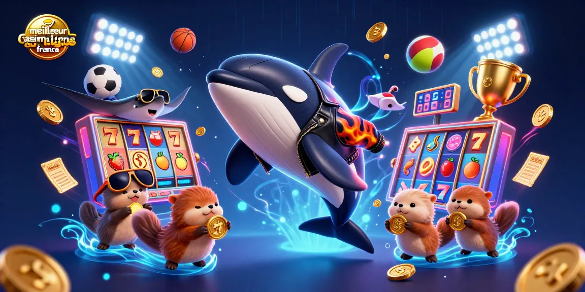 Jeux passionnants au meilleur casino en ligne France avec une scène d'animation dynamique remplie de joie.