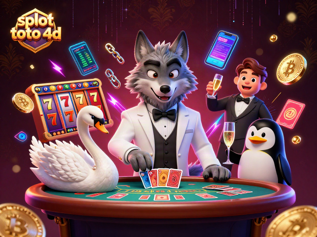 Play exciting slot toto 4d with vibrant characters, neon elements, and casino-themed visuals.