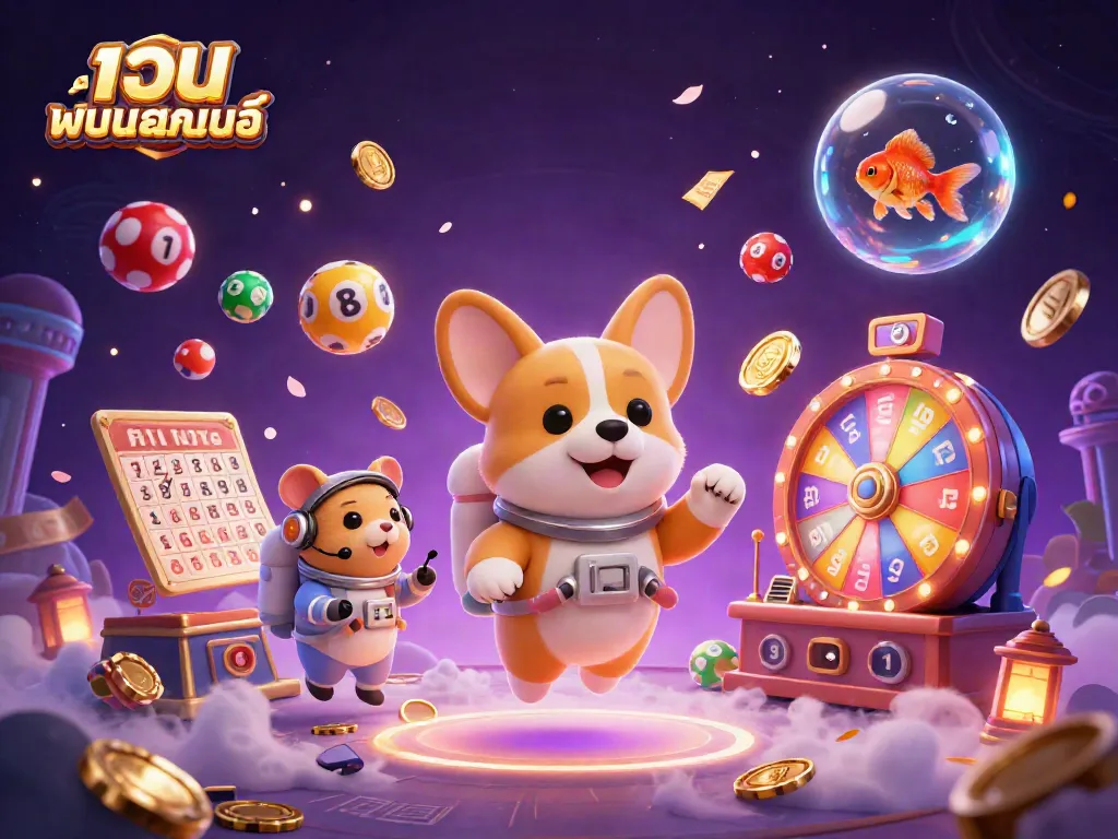 ภาพกราฟิก 3D ของเว็บ พนันออนไลน์ ที่แสดงถึงคาสิโนในอวกาศที่มีดวงดาวและเงินเดิมพันบินไปทั่ว