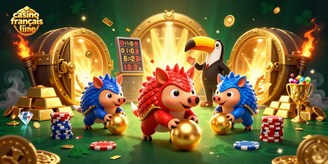 Jouer au casino français en ligne avec des pangolins rivaux dans une scène de jeu dynamique.